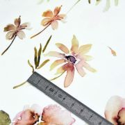 Tissu jersey coton motif fleurs  "Florance" - Blanc, tons marrons et roses - Oeko-Tex ® Family Fabrics ® - Tissus oekotex - 10