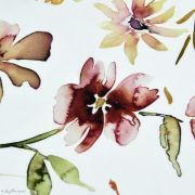 Tissu jersey coton motif fleurs  "Florance" - Blanc, tons marrons et roses - Oeko-Tex ® Family Fabrics ® - Tissus oekotex - 5