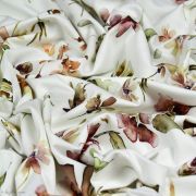 Tissu jersey coton motif fleurs  "Florance" - Blanc, tons marrons et roses - Oeko-Tex ® Family Fabrics ® - Tissus oekotex - 8