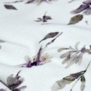 Tissu jersey côtelé motif fleurs "Wild Daisie" - Blanc et violet - Oeko-Tex ® Family Fabrics ® - Tissus oekotex - 5