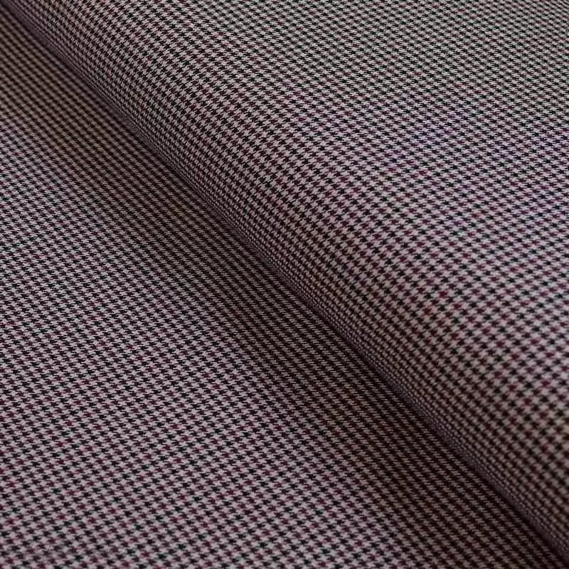 Tissu gabardine de coton stretch motif pied de poule - Beige, noir et bordeaux Autres marques - Tissus et mercerie - 1