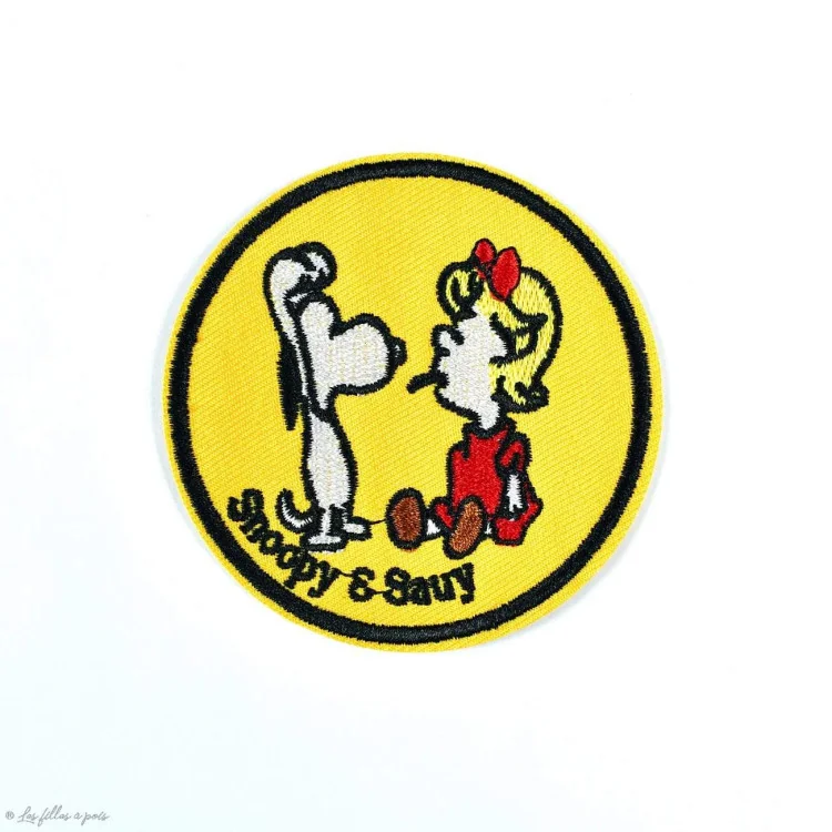Écusson brodé personnage de Snoopy - Rond - Thermocollant Tissus et mercerie créative – Nos sélections sans marque - 1