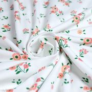 Tissu jersey coton motif fleurs "Boho Flowers"- Blanc et corail - Oeko-Tex et GOTS ® Autres marques - Tissus et mercerie - 3