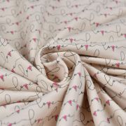 Tissu jersey motif coeur "Open heart" - Ecru, rose et noir - Oekotex - AGF ® Art Gallery Fabrics ® - Tissus - 3