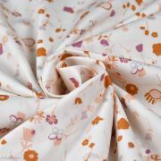 Tissu popeline de coton motif fleurs "Open Heart" -  Ecru et terracotta - Oekotex - AGF ® Art Gallery Fabrics ® - Tissus - 2
