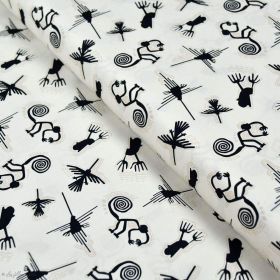 Tissu coton motif astèque "Andina" -  Ecru et noir - Oekotex - AGF ® Art Gallery Fabrics ® - Tissus - 1