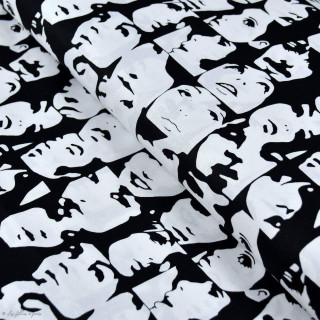 Tissu coton motif visages "Nicole's Print 8" - Noir et blanc - Henry Alexander ® Alexander HENRY Fabrics ® - Tissus - 1