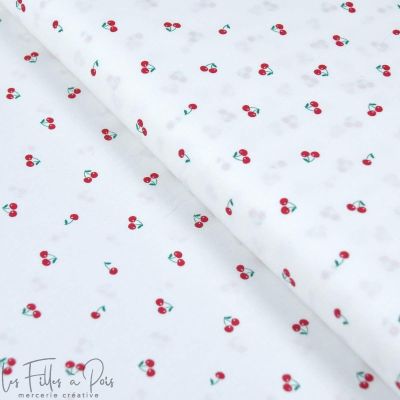 Tissu coton motif cerises - Blanc et rouge - Oeko-Tex ® Autres marques - Tissus et mercerie - 1