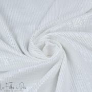 Tissu double gaze de coton fines rayures de lurex argenté - Blanc et argenté - Oekotex ® Autres marques - Tissus et mercerie - 3