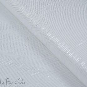 Tissu double gaze de coton fines rayures de lurex argenté - Blanc et argenté - Oekotex ® Autres marques - Tissus et mercerie - 1