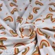 Tissu jersey pailleté coton motif arc-en -ciel - Blanc, orange et jaune - Oeko-Tex ® Autres marques - Tissus et mercerie - 4