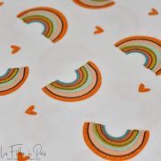Tissu jersey pailleté coton motif arc-en -ciel - Blanc, orange et jaune - Oeko-Tex ® Autres marques - Tissus et mercerie - 3