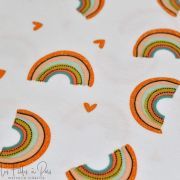 Tissu jersey pailleté coton motif arc-en -ciel - Blanc, orange et jaune - Oeko-Tex ® Autres marques - Tissus et mercerie - 2