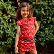 Tissu jersey motif fleurs "Trinkets Fusion" - Rouge et blanc - Oekotex ® - AGF ® Art Gallery Fabrics ® - Tissus - 8