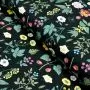 Tissu jersey coton motif fleurs "Vintage Botanical" - Noir et multicolore - Oeko-Tex et GOTS ®