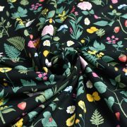 Tissu jersey coton motif fleurs "Vintage Botanical" - Noir et multicolore - Oeko-Tex et GOTS ® Autres marques - Tissus et mercer