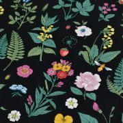 Tissu jersey coton motif fleurs "Vintage Botanical" - Noir et multicolore - Oeko-Tex et GOTS ® Autres marques - Tissus et mercer