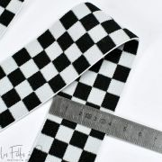 Elastique ultra doux motif damier - Blanc et noir - 40mm  - 2