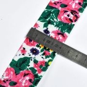 Elastique motif fleur - Blanc, vert et rose - 40mm  - 2