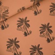 Tissu french terry coton "PALM TREES" motif palmiers - Marron et noir -  Oeko-Tex ® - See You At Six ® See You At Six ® - Tissus