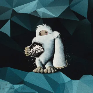 Panneau de tissu motif Yeti "Yeti Rocks" - Tons bleu pétrole et foncé - Oeko-Tex Tissus et mercerie créative – Nos sélections s