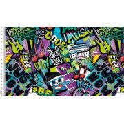 Tissu jersey motif graffitis - Multicolore - Oeko-Tex ® Autres marques - Tissus et mercerie - 1