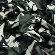Tissu imperméable motif silhouettes yoga camouflage collection "Angels" - Tons vert et beige - Les Filles à Pois ® - Oeko-Tex ® 