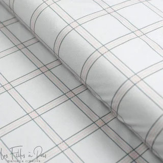 Coupon de tissu minky velours motif carreaux "Petit Fernand" - Rose et gris - 150cm - Les Filles à Pois Les Filles à Pois - Desi