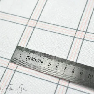 Coupon de tissu minky velours motif carreaux "Petit Fernand" - Rose et gris - 150cm - Les Filles à Pois Les Filles à Pois - Desi
