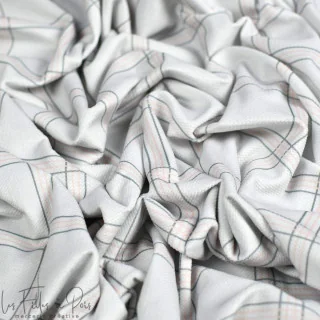 Coupon de tissu minky velours motif carreaux "Petit Fernand" - Rose et gris - 150cm - Les Filles à Pois Les Filles à Pois - Desi