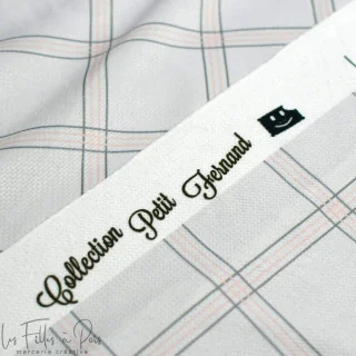 Coupon de tissu minky velours motif carreaux "Petit Fernand" - Rose et gris - 150cm - Les Filles à Pois Les Filles à Pois - Desi