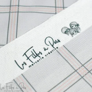 Coupon de tissu minky velours motif carreaux "Petit Fernand" - Rose et gris - 150cm - Les Filles à Pois Les Filles à Pois - Desi