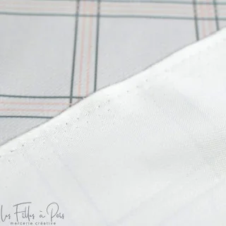 Coupon de tissu minky velours motif carreaux "Petit Fernand" - Rose et gris - 150cm - Les Filles à Pois Les Filles à Pois - Desi