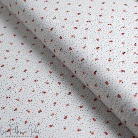 Tissu coton motif petites fleurs et plumetis collection "Daisy DK" - Ecru et terracotta - Les Filles à Pois ® - Oeko-Tex ® Les F