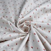 Tissu popeline de coton petites fleurs et plumetis collection "Daisy DK" - Ecru et terracotta - Les Filles à Pois ® - Oeko-Tex ®