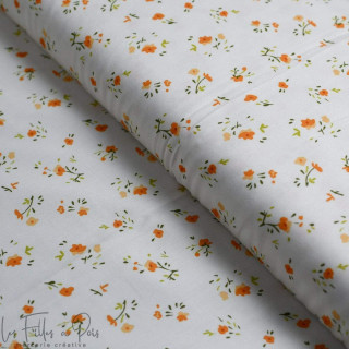Tissu coton motif petites fleurs collection "Daisy DK" - Ecru et ocre - Les Filles à Pois ® - Oeko-Tex ® Les Filles à Pois - Des