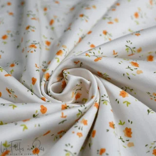 Tela de algodón "Daisy DK" - Crudo y ocre - 280cm - Les Filles à Pois Les Filles à Pois - Design : motifs audacieux, style intem
