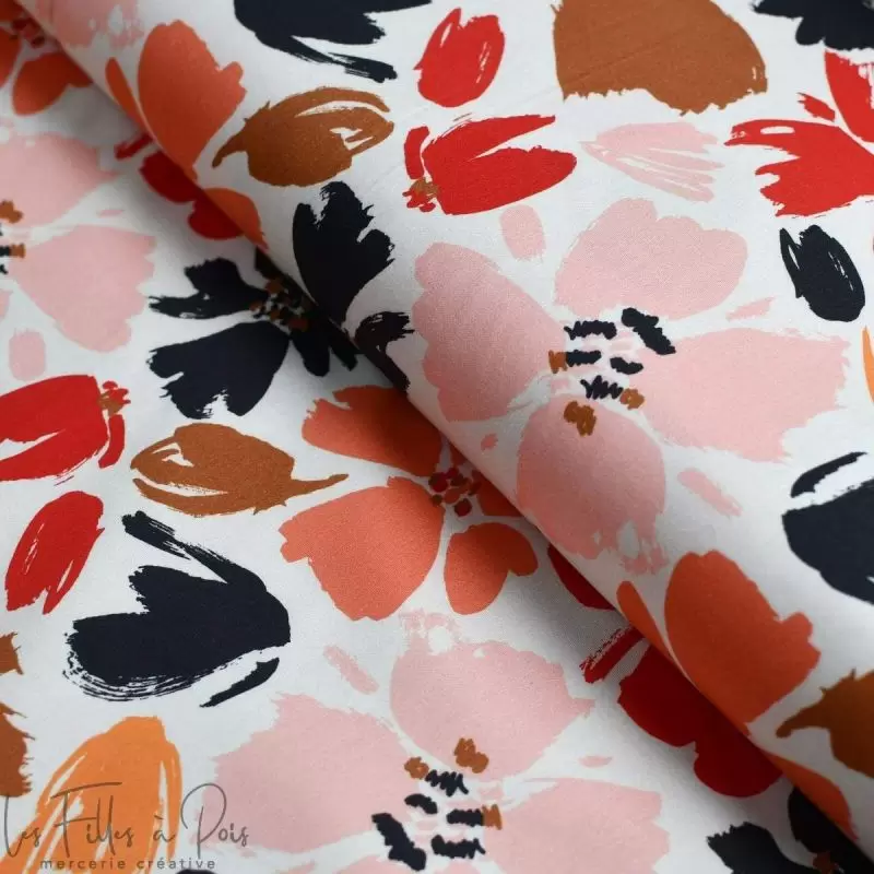 Tissu coton motif fleurs collection "Madame M" - Multicolore - Les Filles à Pois ® - Oeko-Tex ® Les Filles à Pois Design ® - Mer