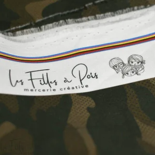 Coupon de tissu popeline de coton motif camouflage plumetis "Grumman" - Tons verts - 230cm - Les Filles à Pois Les Filles à Pois