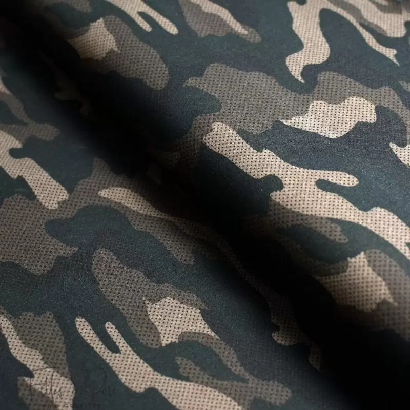 Tissu coton motif camouflage plumetis collection "Grumman" - Tons verts - Les Filles à Pois ® - Oeko-Tex ® Les Filles à Pois - D