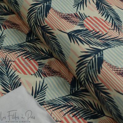 Tissu french terry motif palmiers - Multicolore - Oekotex ® Autres marques - Tissus et mercerie - 1
