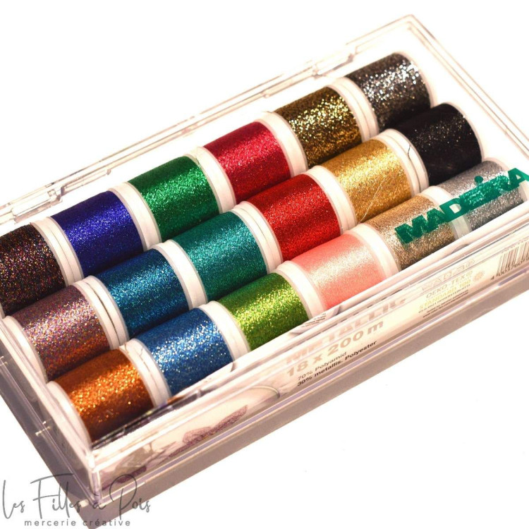 Coffret de 18 bobines de fil METALLIC 200m - Madeira® Madeira ® - Fils à broder, à coudre et entoilage - 1 Coffret de 18 bobines de fil METALLIC 200m - Madeira® Madeira ® - Fils à broder, à coudre et entoilage - 1