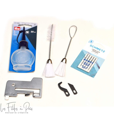 Kit remise en état surjeteuse Pfaff Element 1450 OL (Plaque-couteaux-aiguilles-pinceaux-huile) PFAFF ® - Machines à coudre, à br