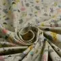 Tissu jersey motif petits animaux - Ecru, rose, jaune et gris - Oeko-Tex ® - Stenzo Textiles ® Stenzo Textiles ® - Tissus Oekote