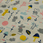 Tissu jersey motif petits animaux - Ecru, rose, jaune et gris - Oeko-Tex ® - Stenzo Textiles ® Stenzo Textiles ® - Tissus Oekote