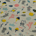 Tissu jersey motif petits animaux - Ecru, rose, jaune et gris - Oeko-Tex ® - Stenzo Textiles ® Stenzo Textiles ® - Tissus Oekote