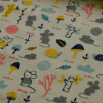 Tissu jersey motif petits animaux - Ecru, rose, jaune et gris - Oeko-Tex ® - Stenzo Textiles ® Stenzo Textiles ® - Tissus Oekote