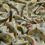 Tissu jersey motif petits animaux - Ecru, rose, jaune et gris - Oeko-Tex ® - Stenzo Textiles ® Stenzo Textiles ® - Tissus Oekote