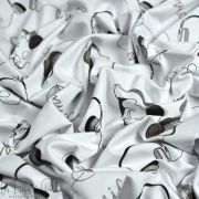 Tissu jersey motif music - Blanc et taupe - Oekotex ® Autres marques - Tissus et mercerie - 8