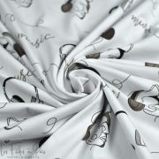Tissu jersey motif music - Blanc et taupe - Oekotex ® Autres marques - Tissus et mercerie - 2